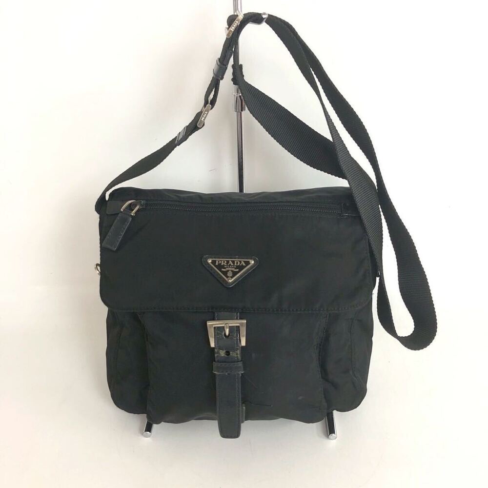PRADA Shoulder Bag Tessuto Crossbody Black Triangle
